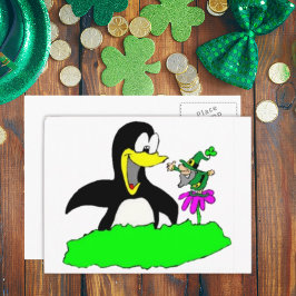 Penguin och Leprechaun Vykort