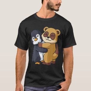 Penguin och Meerkat Cute Animal Älskare Hugger Wom T Shirt