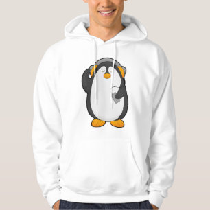 Penguin och Mobile mobil med headset Hoodie