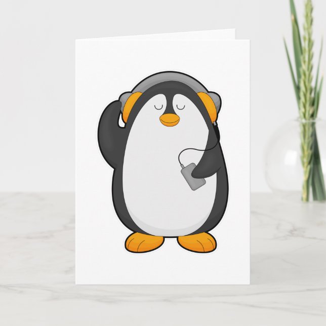Penguin och Mobile mobil med headset Kort (Framsida)