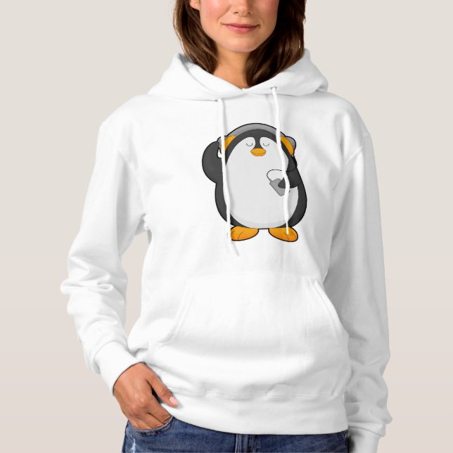 Penguin och Mobile mobil med headset T Shirt (Framsida)