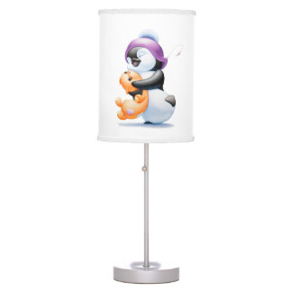 Penguin och Nalle Bord Nursery Lamp