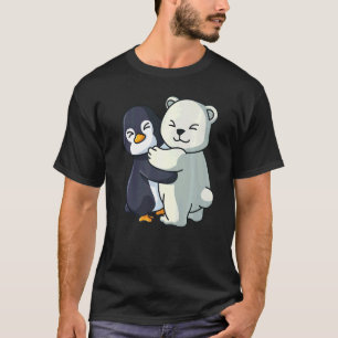 Penguin och Polar Bear Cute Animal Hugging Kvinnor T Shirt