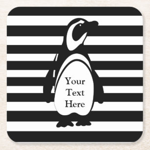 Penguin och Rand Anpassningsbar Text Underlägg Papper Kvadrat
