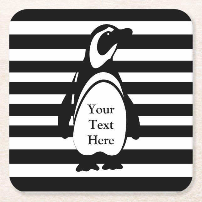 Penguin och Rand Anpassningsbar Text Underlägg Papper Kvadrat (Framsidan)