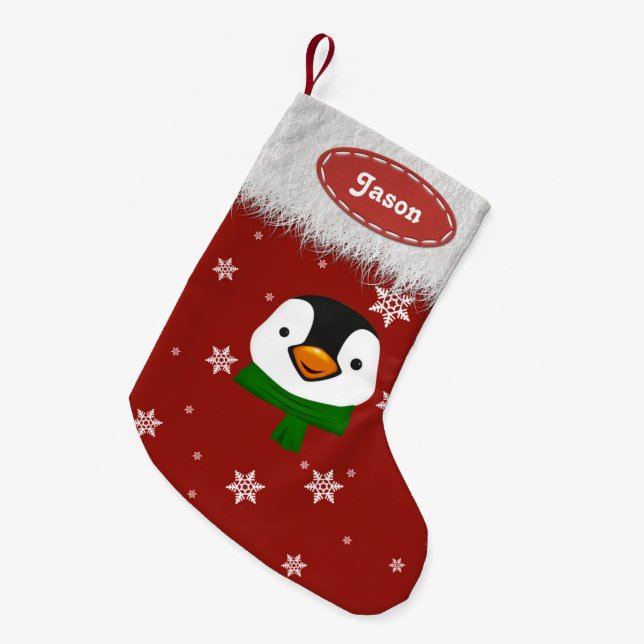 Penguin och Snöflingor - julklager Liten Julstrumpa (Framsidan (Hängande))
