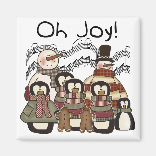 Penguin Oh Joy jul Tshirts och Gifts Magnet (Framsidan)