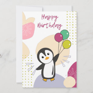 Penguin Önskemål Grattis på födelsedagen till dig Inbjudningar