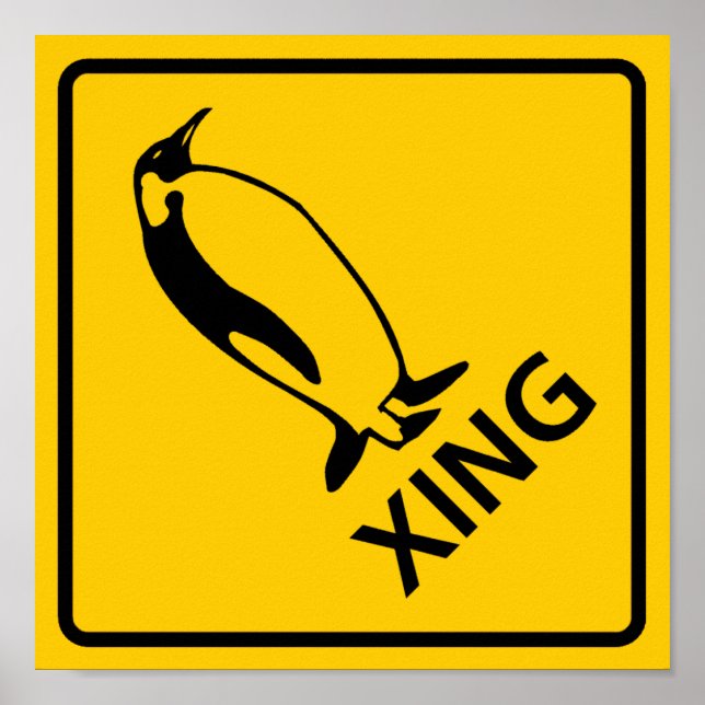 Penguin över motorvägsskylt poster (Framsidan)