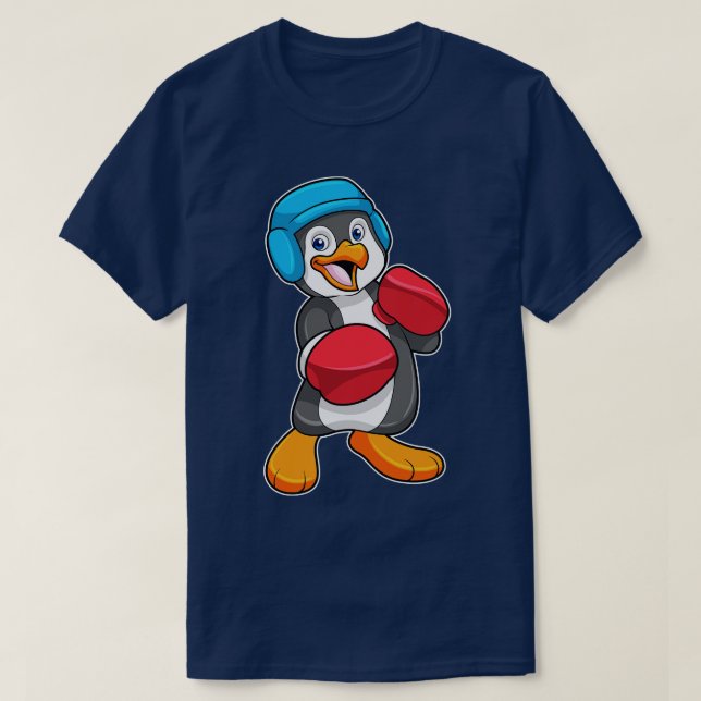 Penguin på Boxing med Boxing handskar Helmet T Shirt (Design framsida)