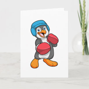 Penguin på Boxing med Boxing handskar och hjälm Kort