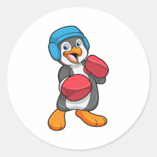 Penguin på Boxing med Boxing handskar och hjälm Runt Klistermärke