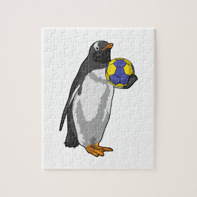 Penguin på Handball Sports Pussel (Vertikal)