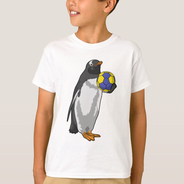 Penguin på Handball Sports T Shirt (Framsida)