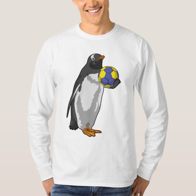 Penguin på Handball Sports T Shirt (Framsida)