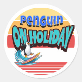 "Penguin på Helgdag" Runt Klistermärke