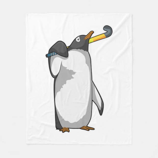 Penguin på Hockey med Hockey stick Fleecefilt (Framsidan)