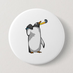 Penguin på Hockey med Hockey stick Knapp