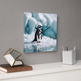 Penguin på Iceberg Fyrkantig Klocka