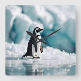 Penguin på Iceberg Fyrkantig Klocka