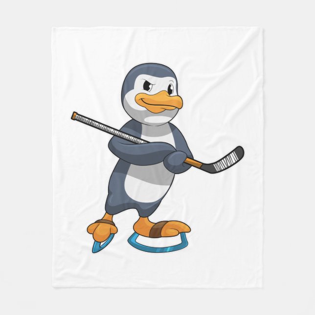 Penguin på ishockey med ishockeyklubba fleecefilt (Framsidan)