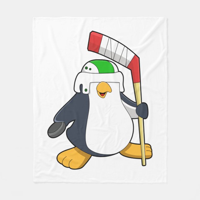 Penguin på ishockey med ishockeyklubba fleecefilt (Framsidan)