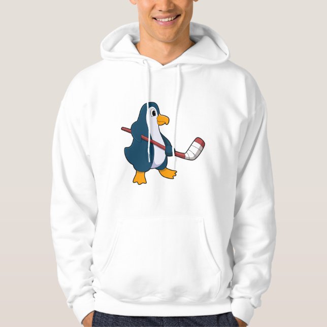 Penguin på ishockey med ishockeyklubba hoodie (Framsida)