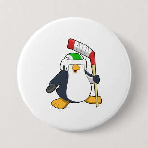Penguin på ishockey med ishockeyklubba knapp