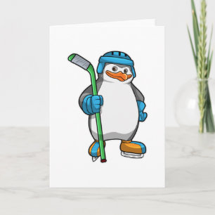 Penguin på ishockey med ishockeyklubba kort