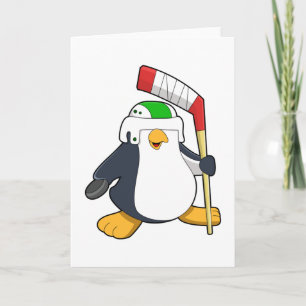 Penguin på ishockey med ishockeyklubba kort