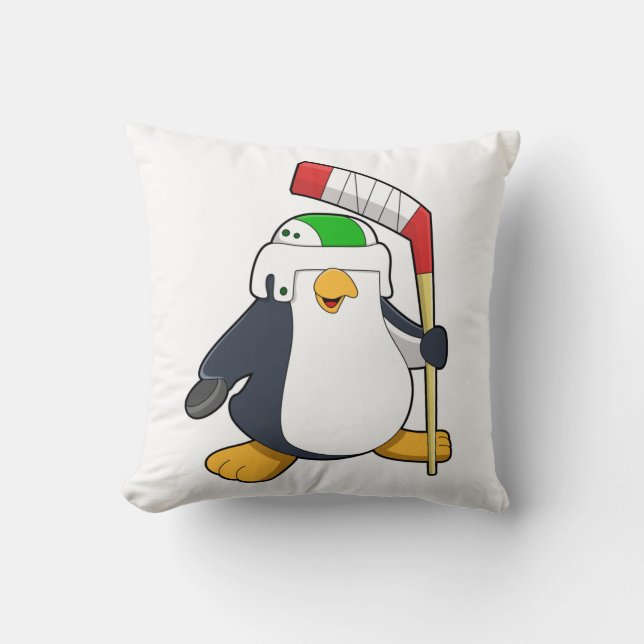 Penguin på ishockey med ishockeyklubba kudde (Framsida)