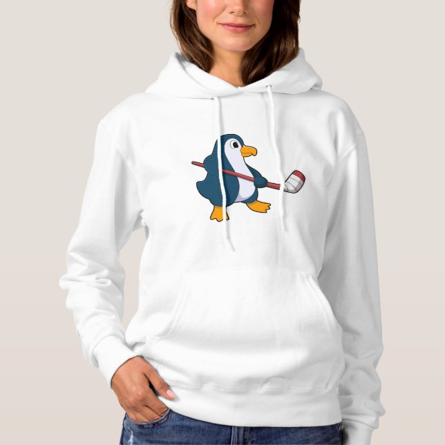 Penguin på ishockey med ishockeyklubba t shirt (Framsida)