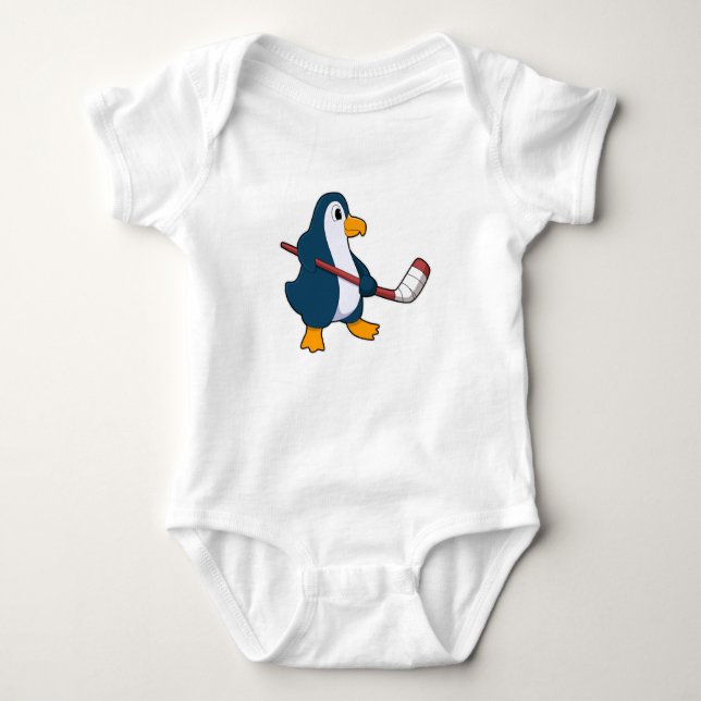 Penguin på ishockey med ishockeyklubba t shirt (Framsida)