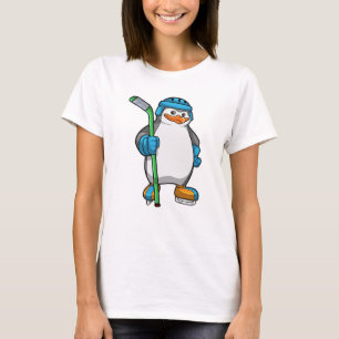 Penguin på ishockey med ishockeyklubba t shirt