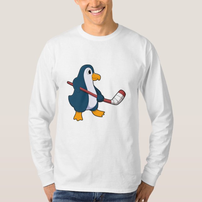 Penguin på ishockey med ishockeyklubba t shirt (Framsida)