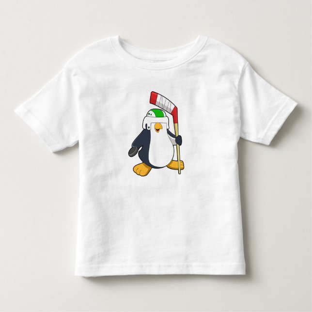 Penguin på ishockey med ishockeyklubba t shirt (Framsida)