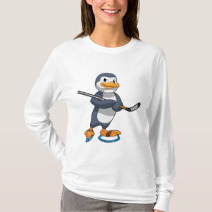 Penguin på ishockey med ishockeyklubba t shirt