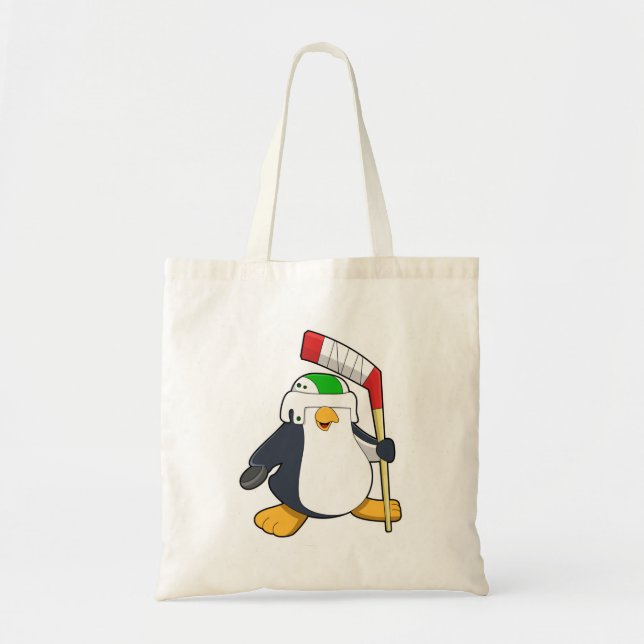 Penguin på ishockey med ishockeyklubba tygkasse (Framsidan)