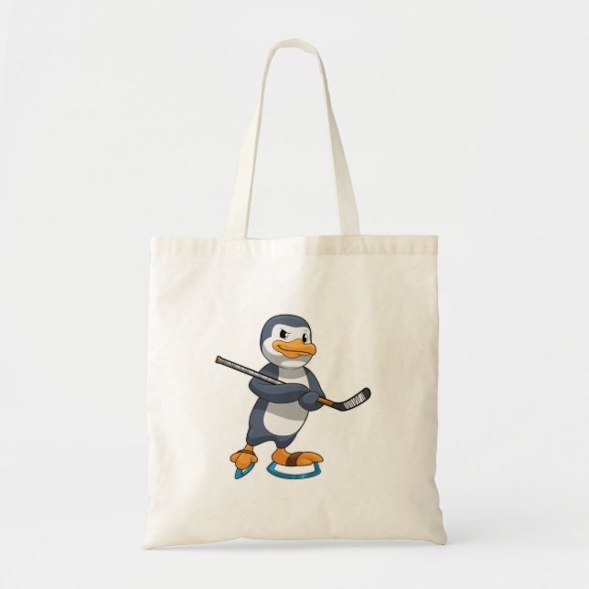 Penguin på ishockey med ishockeyklubba tygkasse (Framsidan)