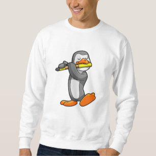 Penguin på Music med Flute Lång Ärmad Tröja