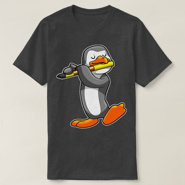 Penguin på Music med Flute T Shirt (Design framsida)