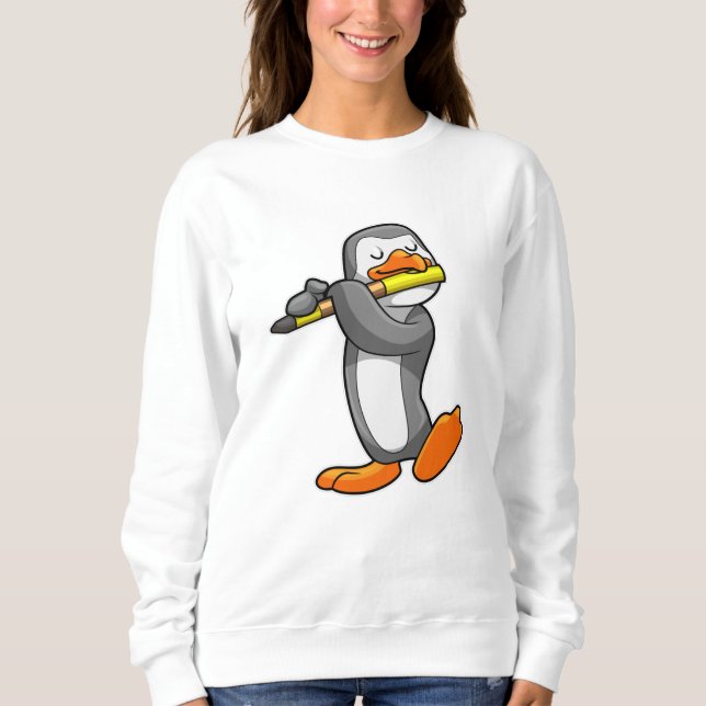 Penguin på Music med Flute T Shirt (Framsida)