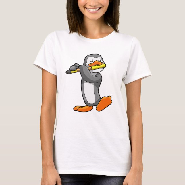 Penguin på Music med Flute T Shirt (Framsida)