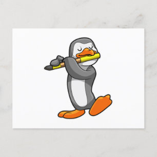 Penguin på Music med Flute Vykort