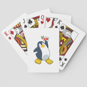 Penguin på Poker med Poker-kort Casinokort