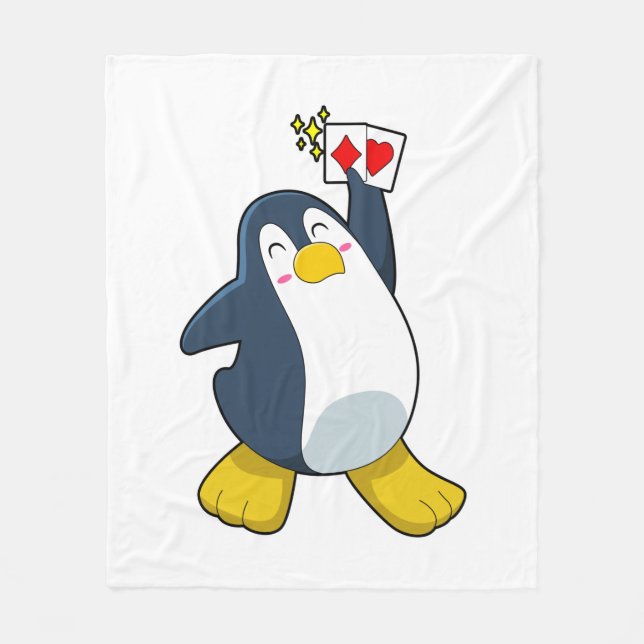 Penguin på Poker med Poker-kort Fleecefilt (Framsidan)