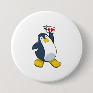 Penguin på Poker med Poker-kort Knapp