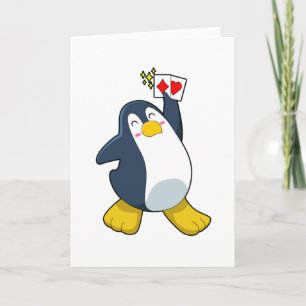 Penguin på Poker med Poker-kort Kort