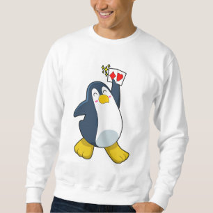Penguin på Poker med Poker-kort Lång Ärmad Tröja