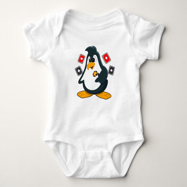 Penguin på Poker med Poker-kort T Shirt (Framsida)